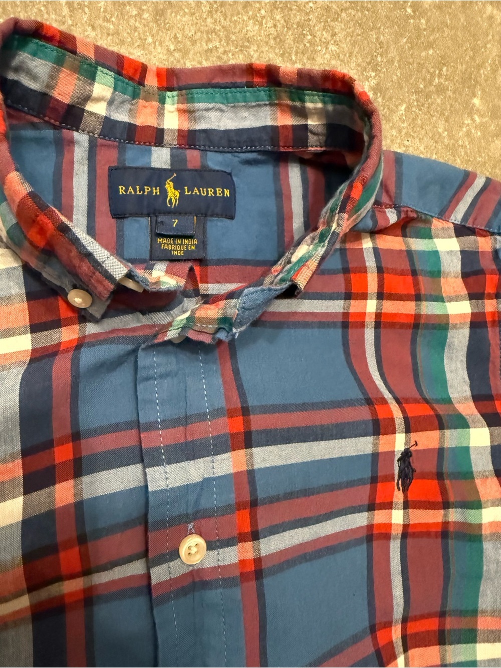 Like New - Ralph Lauren Boys Plaid Shortsleeve Button Down Shirt Size 7